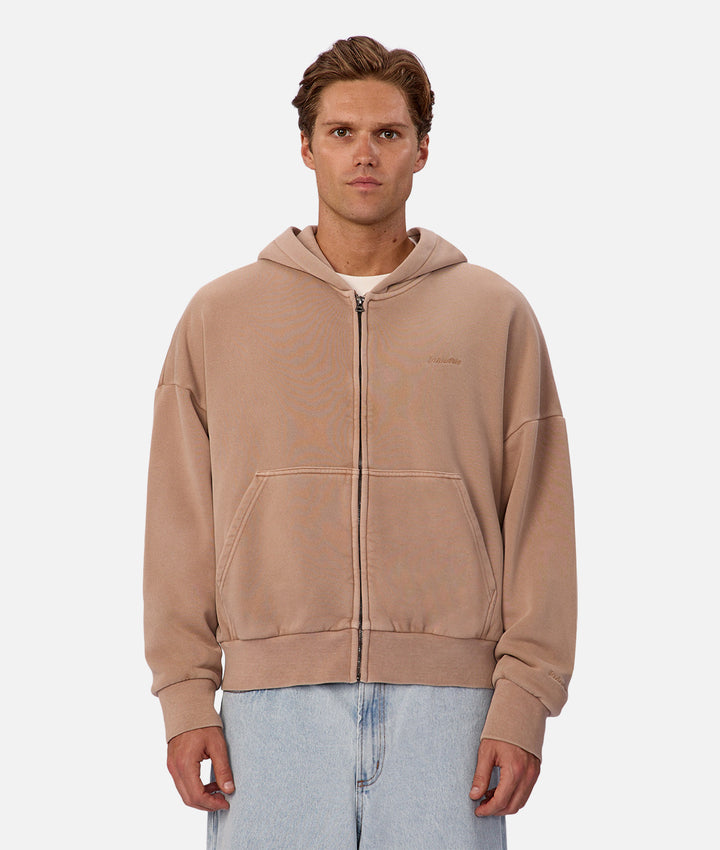 The Staten Zip Through Hoodie - Peach