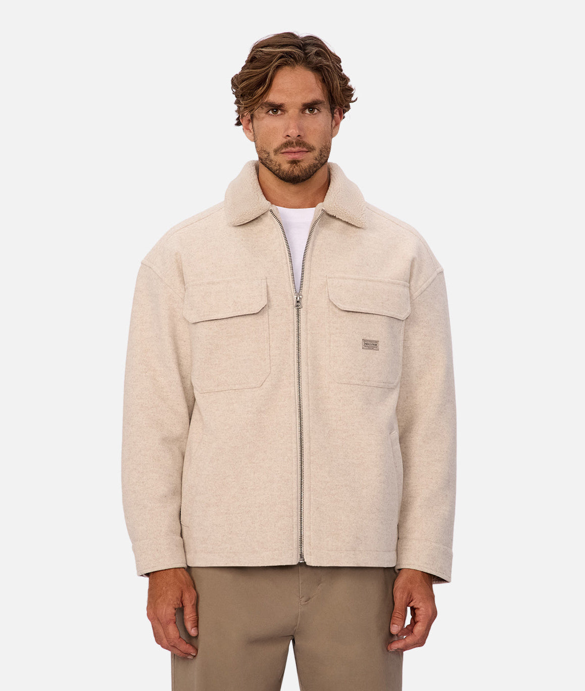 The Coleman Zip Sherpa Jacket - Oatmeal
