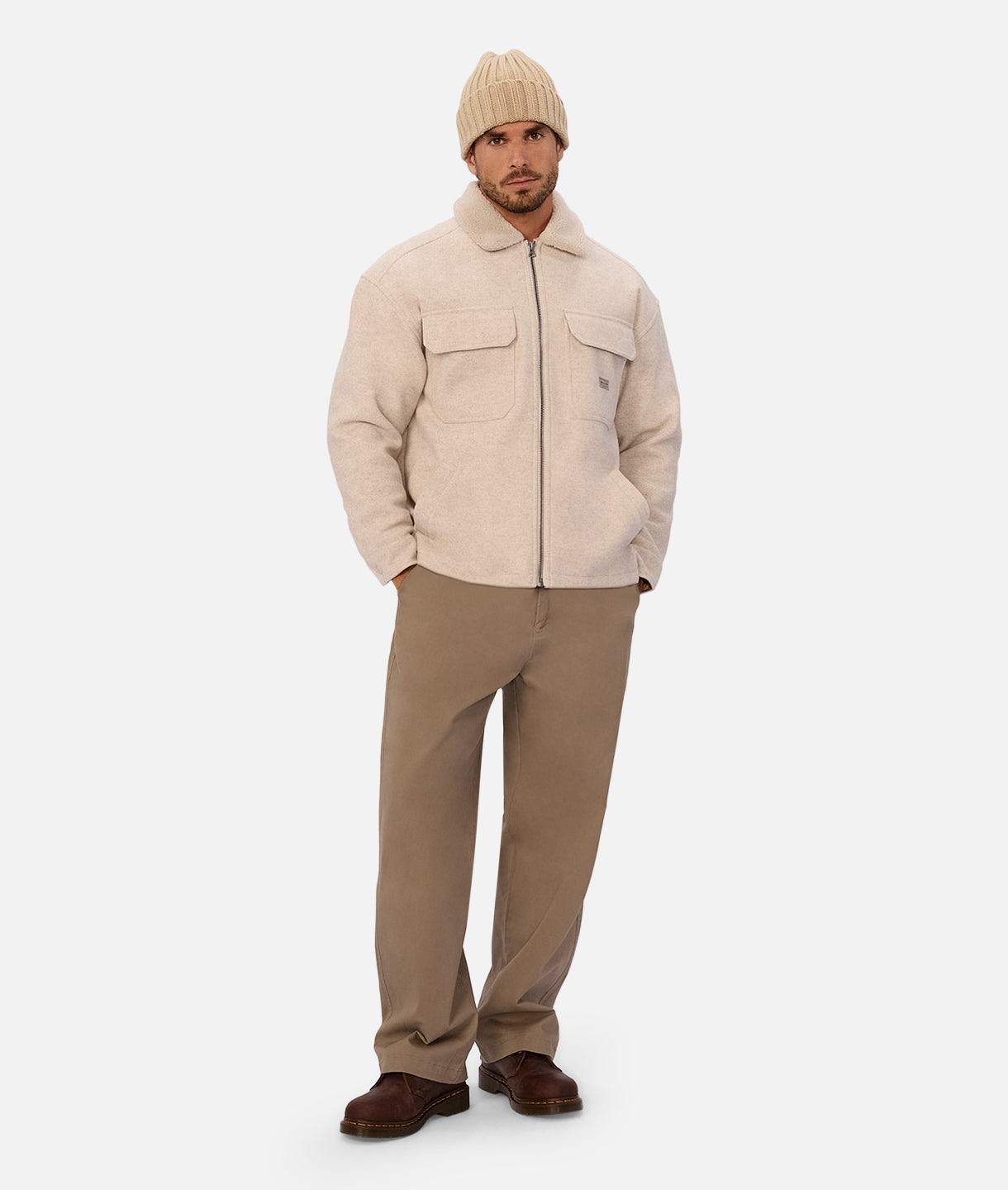 The Coleman Zip Sherpa Jacket - Oatmeal