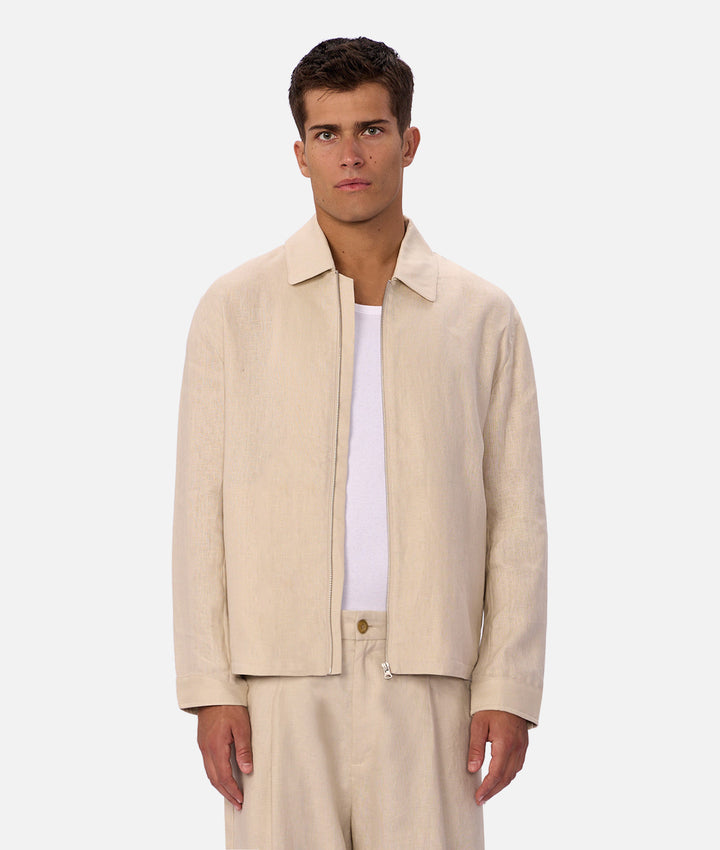 The Linen Lusso Bomber - Bone