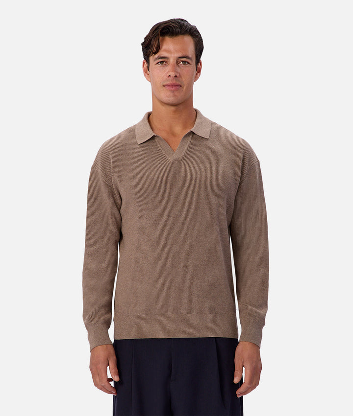 The New England Polo Knit - Walnut Marle 24