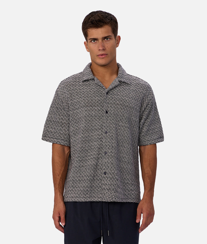 The Tampico Short Sleeve Shirt - Navy Off White