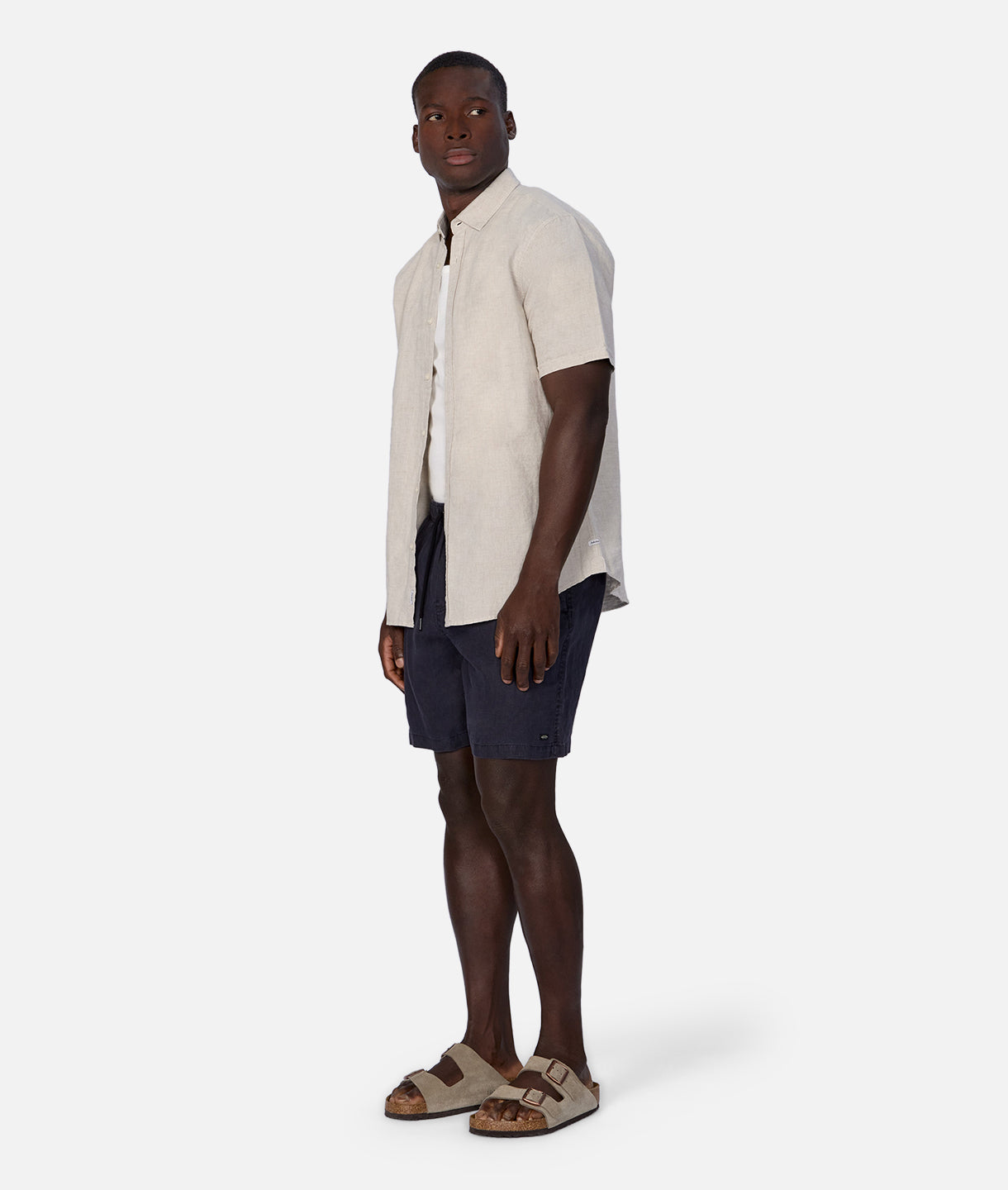 The Tennyson Linen Blend S/s Shirt - Oatmeal