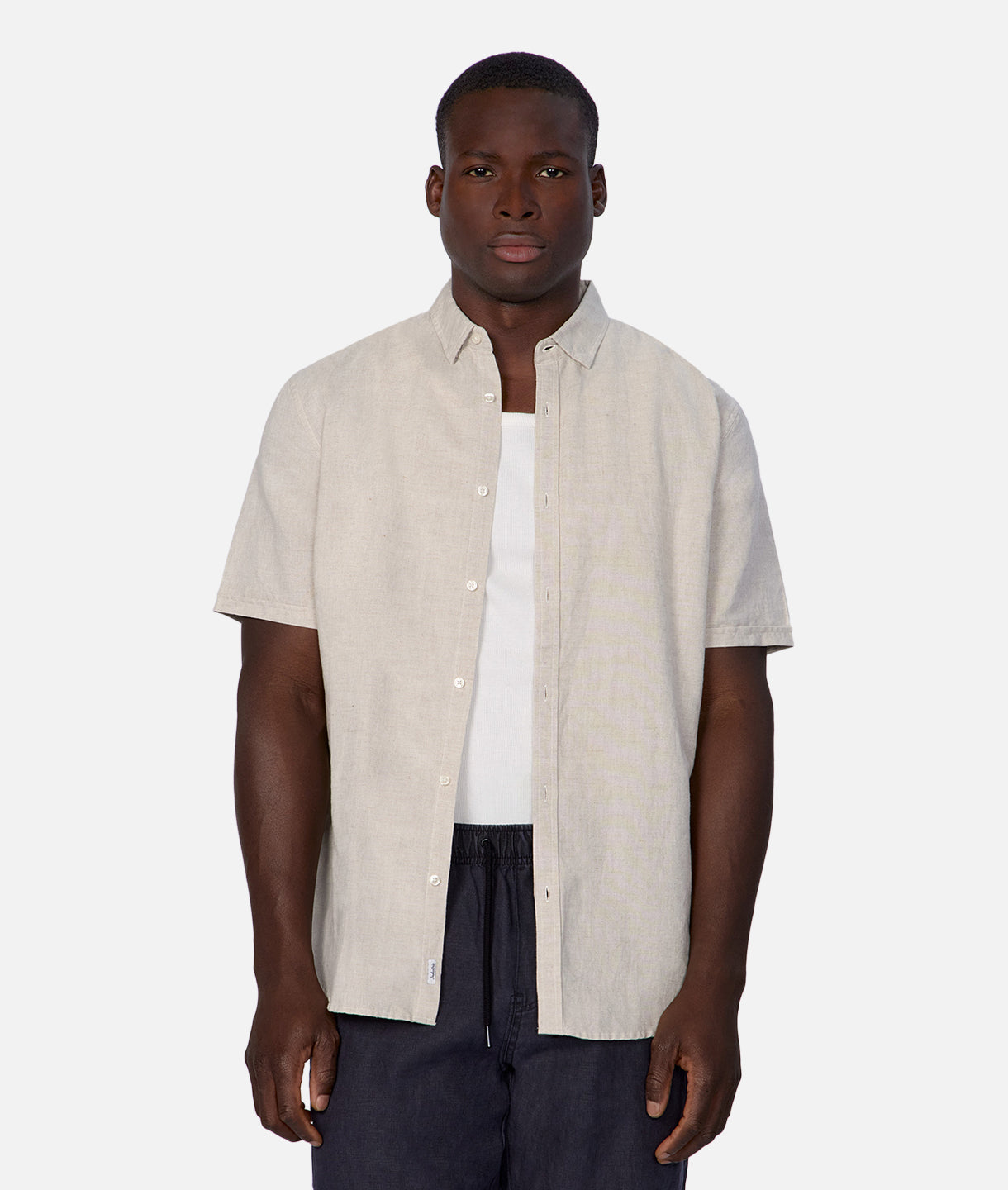 The Tennyson Linen Blend S/s Shirt - Oatmeal