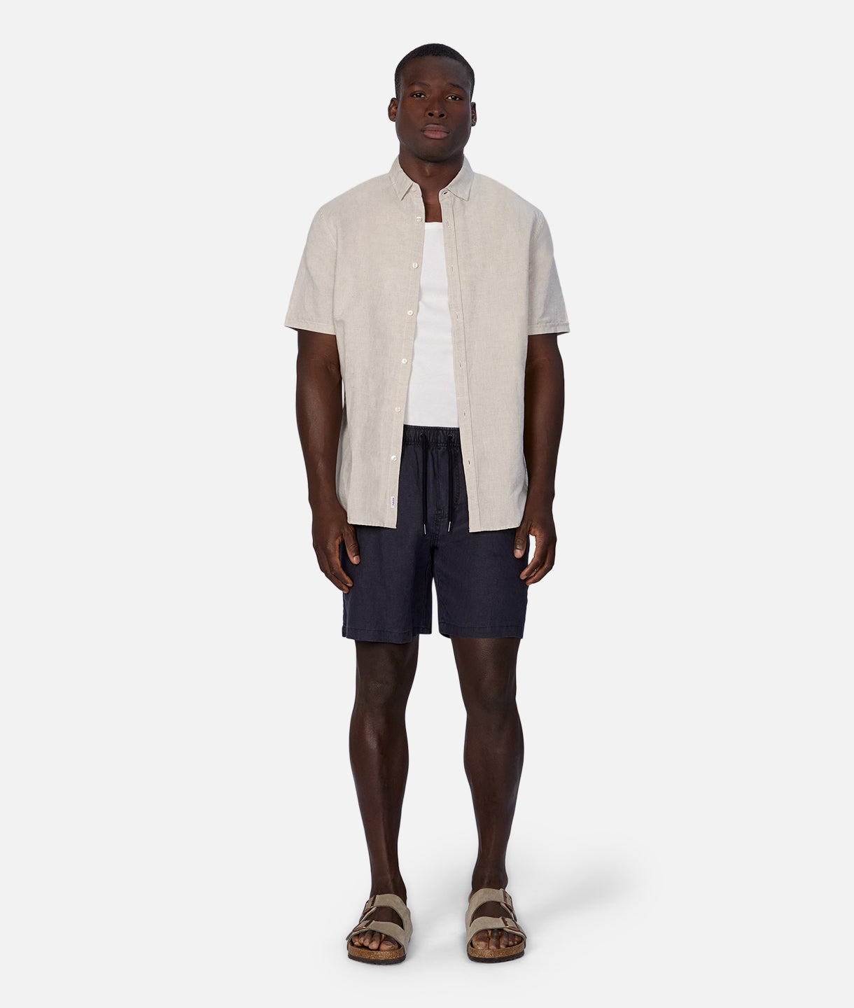 The Tennyson Linen Blend S/s Shirt - Oatmeal