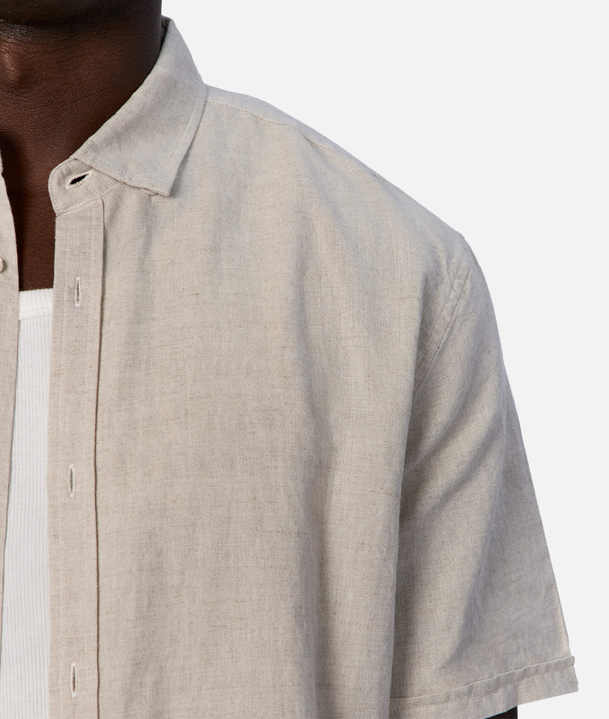 The Tennyson Linen Blend S/s Shirt - Oatmeal