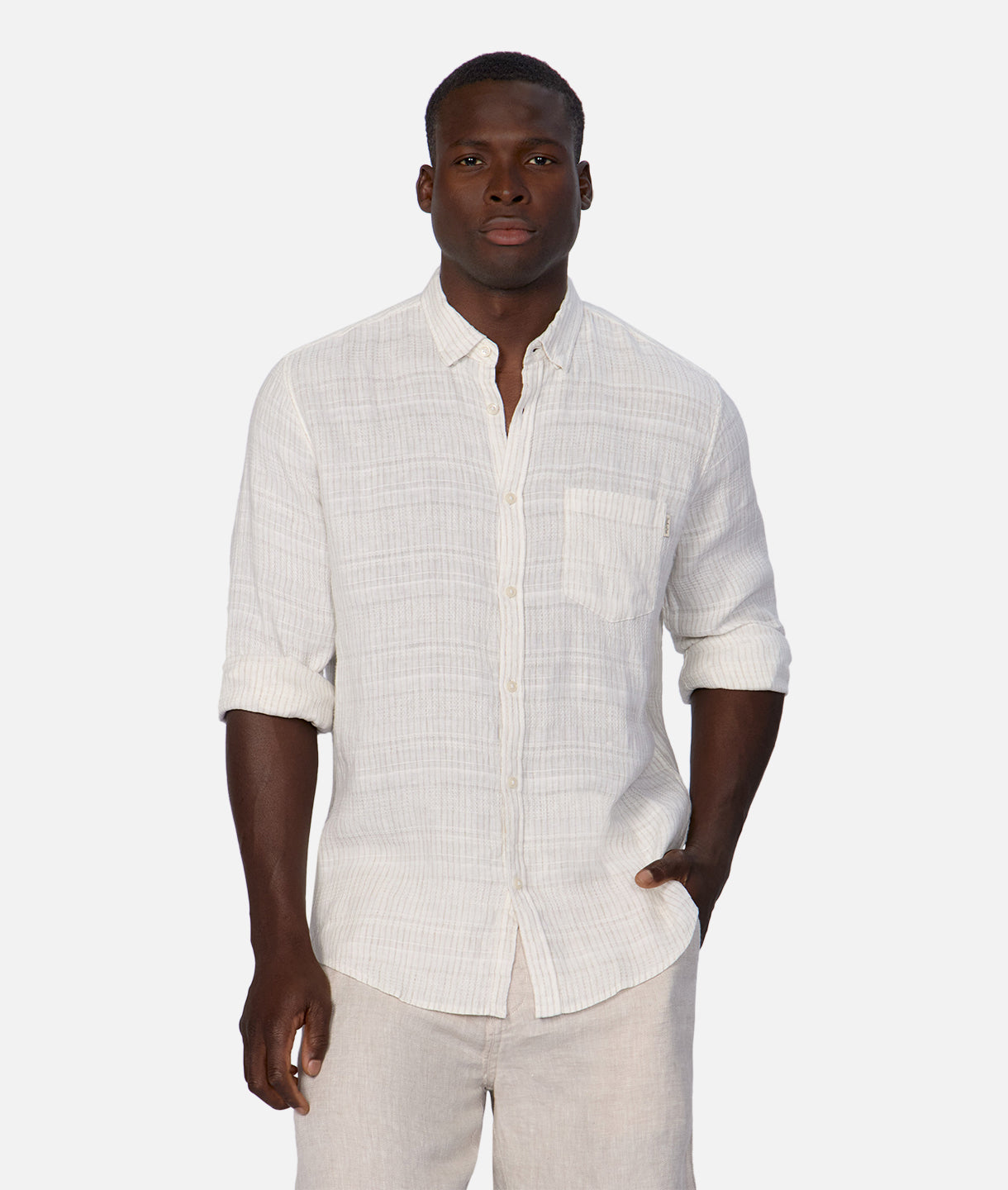 The Honduras Long Sleeve Linen Shirt - Cream Wheat – Industrie AU