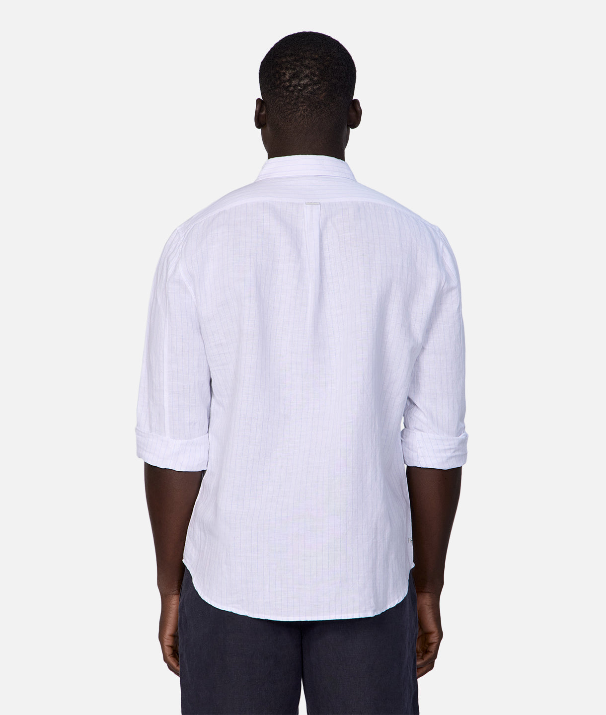 The Napoli Linen Long Sleeve Shirt White Light Blue – Industrie