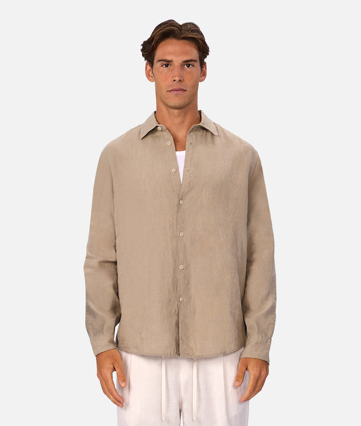 The St Martins Long Sleeve Linen Shirt - Fawn