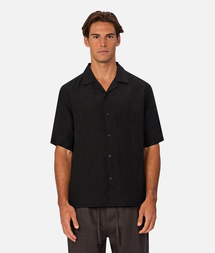 The St Martins Short Sleeve Linen Shirt - Black