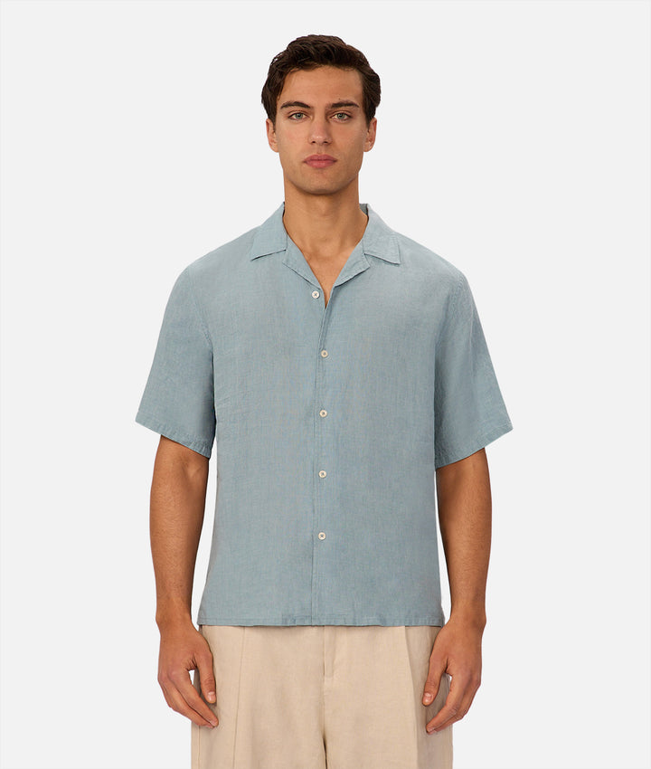 The St Martins Short Sleeve Linen Shirt - Marine