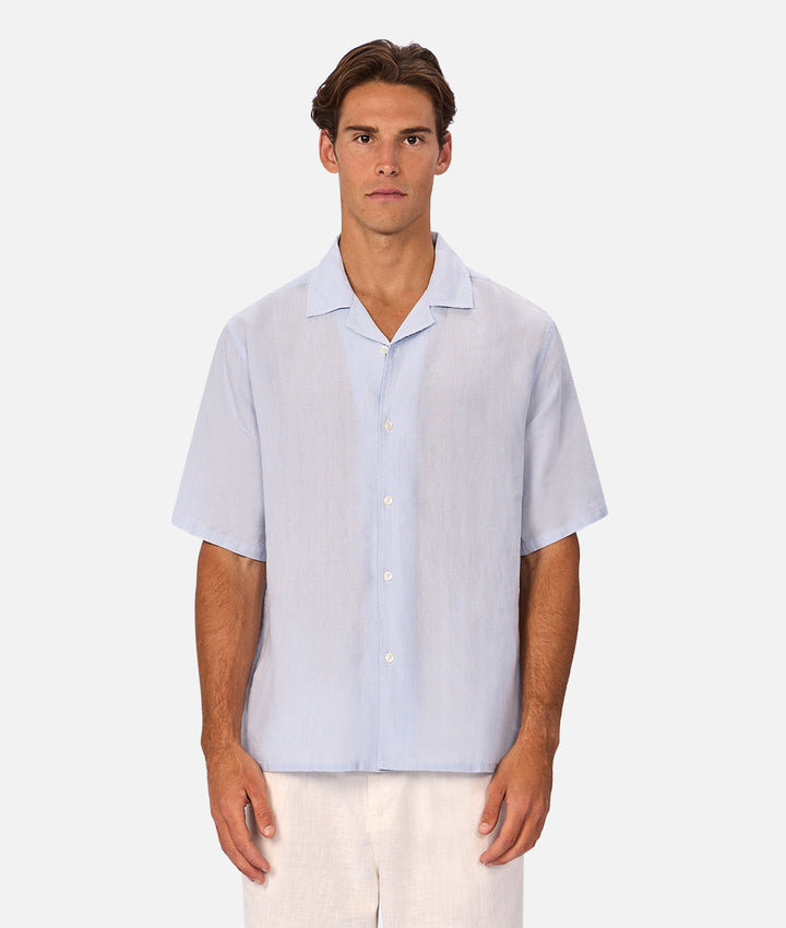 The St Martins Short Sleeve Linen Shirt - Powder Blue