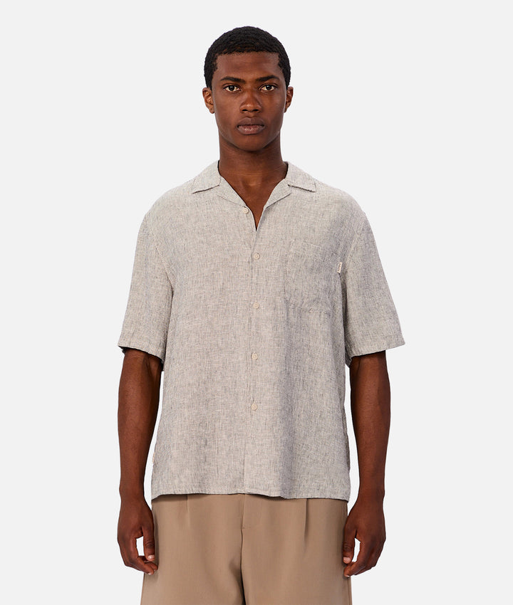 The Melrose Short Sleeve Shirt - Salt & Pepper