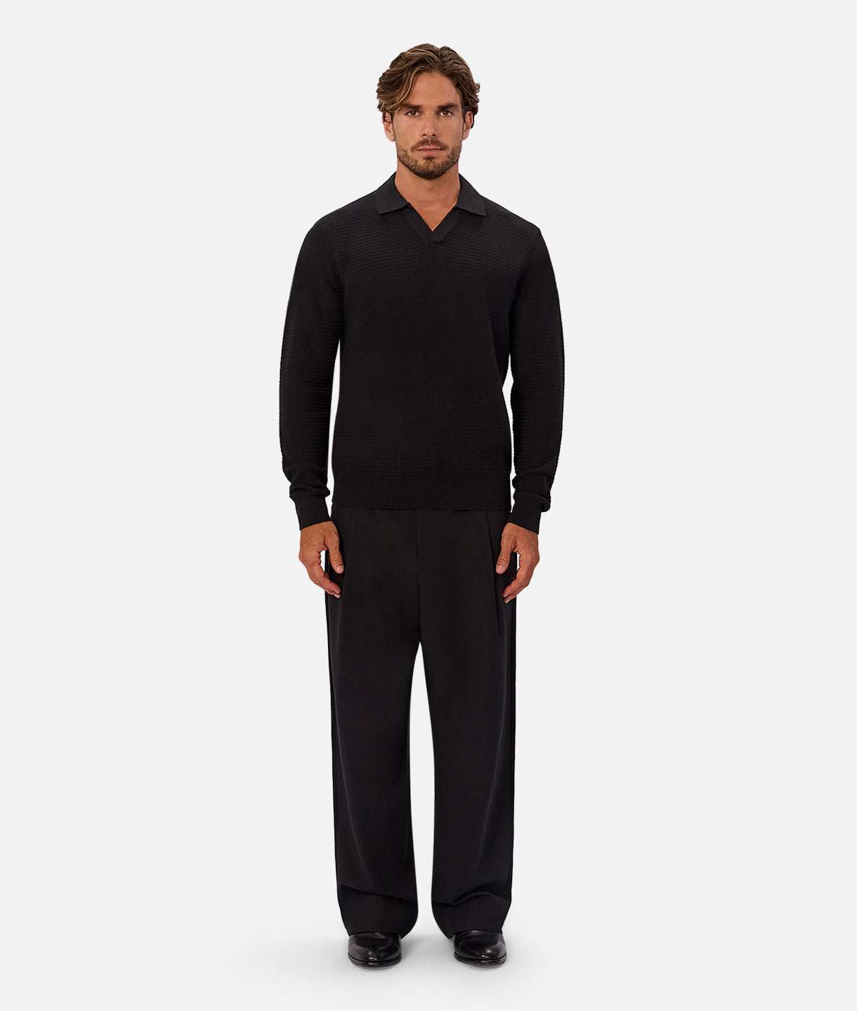 The Alicante L/S Polo - Black – Industrie Clothing Pty Ltd