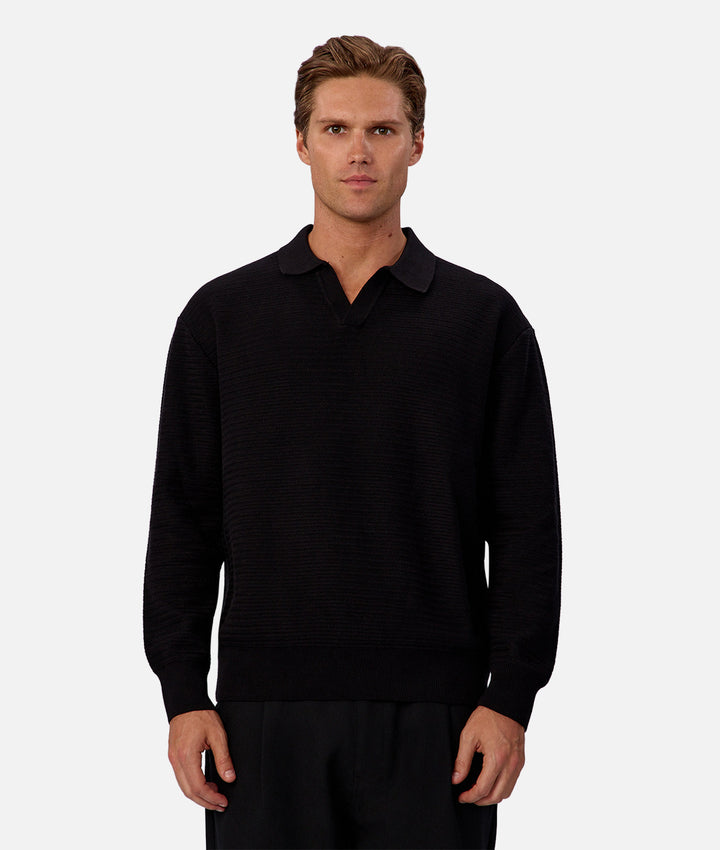 The Rondella Long Sleeve Polo - Black