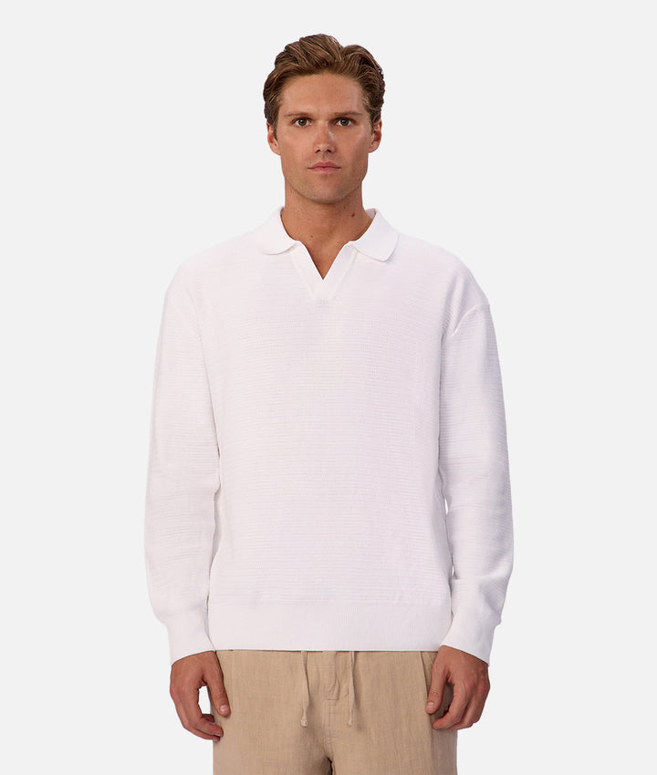 The Rondella Long Sleeve Polo - Winter White