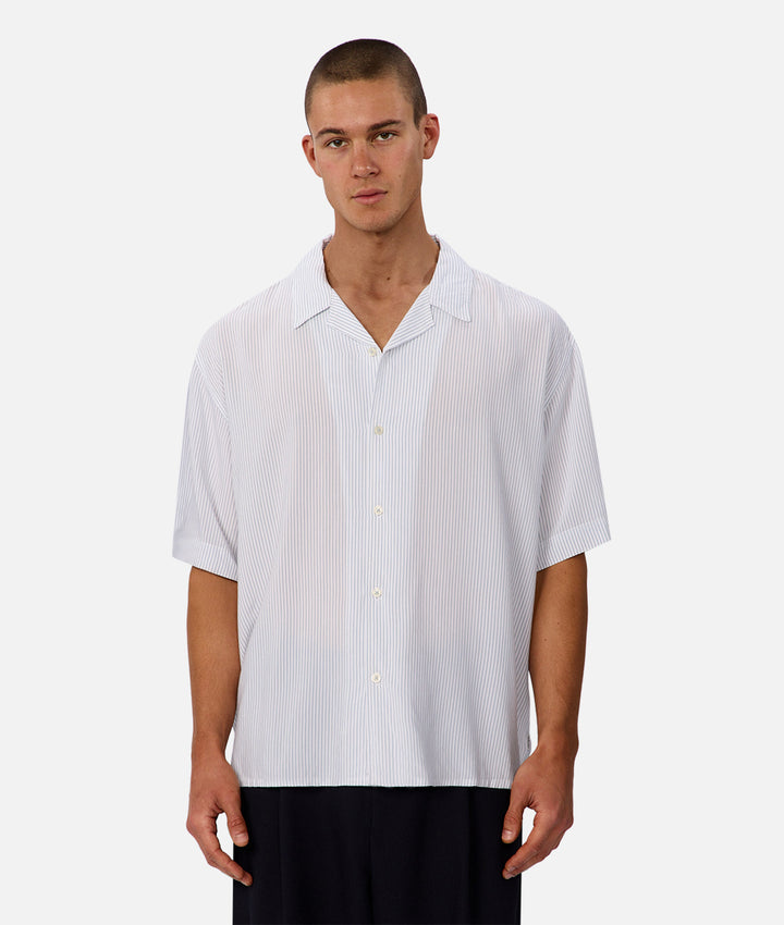 The Valentin Short Sleeve Shirt - White Light Blue