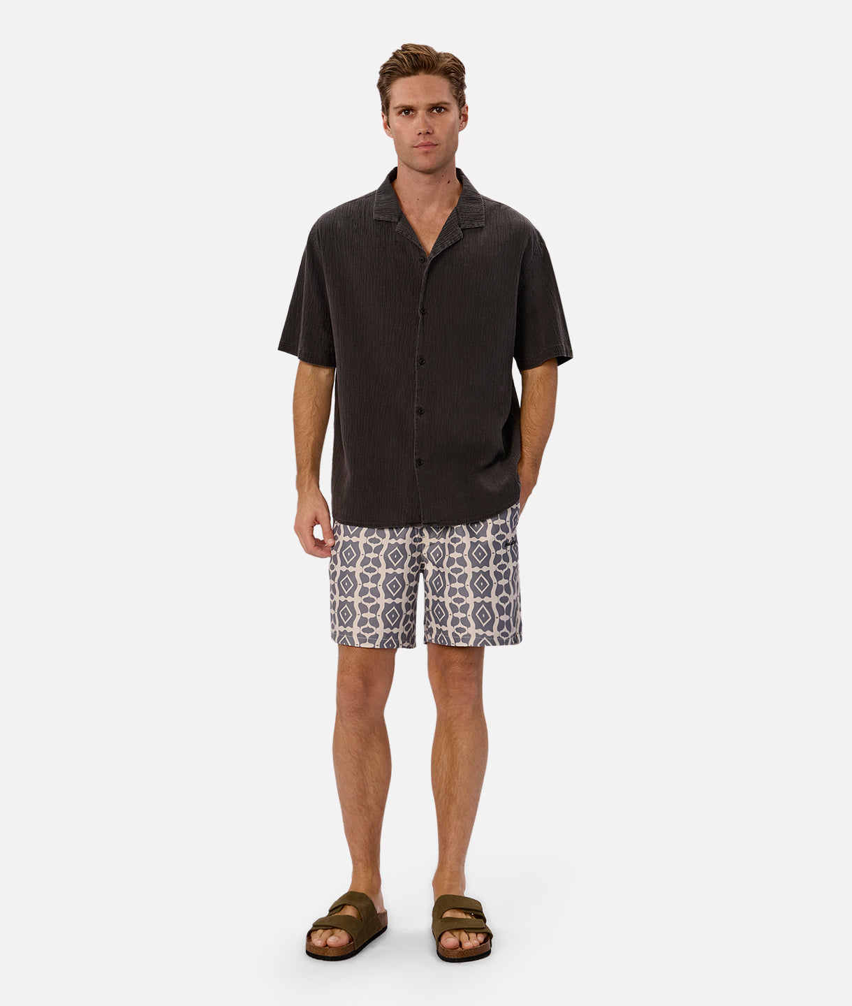 The Saratoga Swim Short - Khaki Charcoal