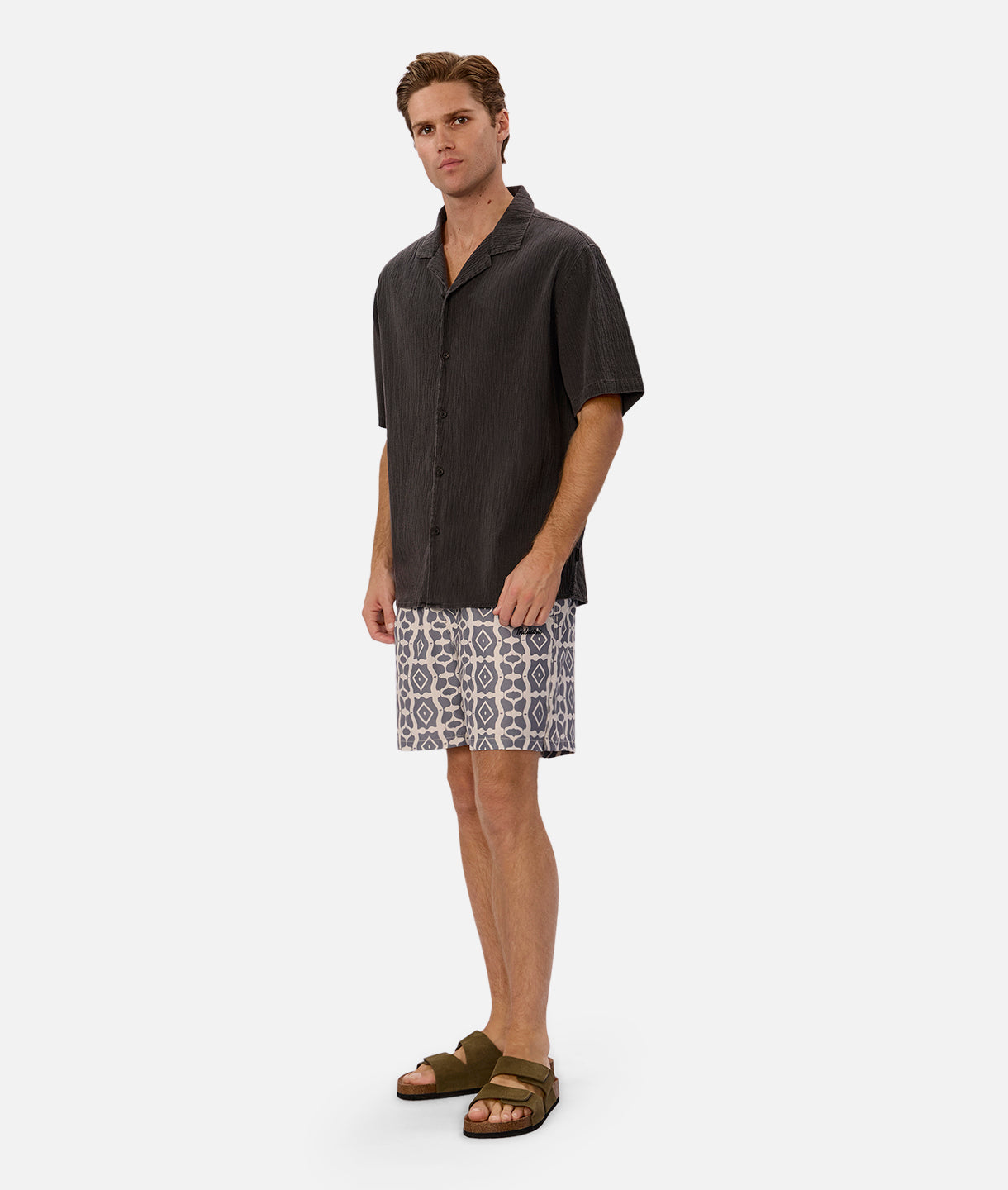 The Saratoga Swim Short - Khaki Charcoal