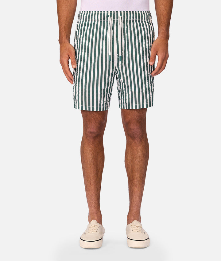 The Bel Air Swim Short - Green / White
