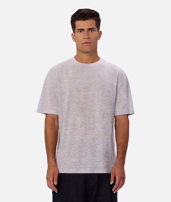 The Linen Lusso Tee - Light Smoke