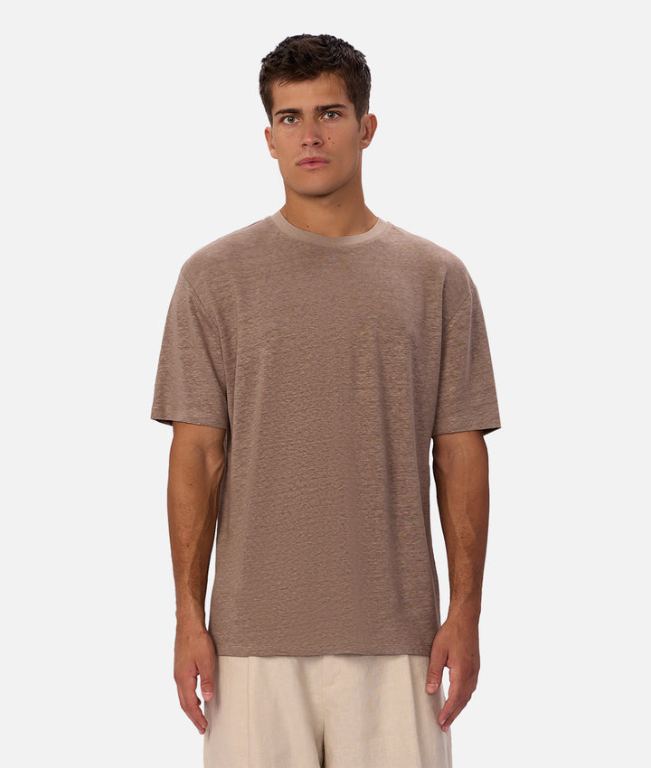 The Linen Lusso Tee - Walnut