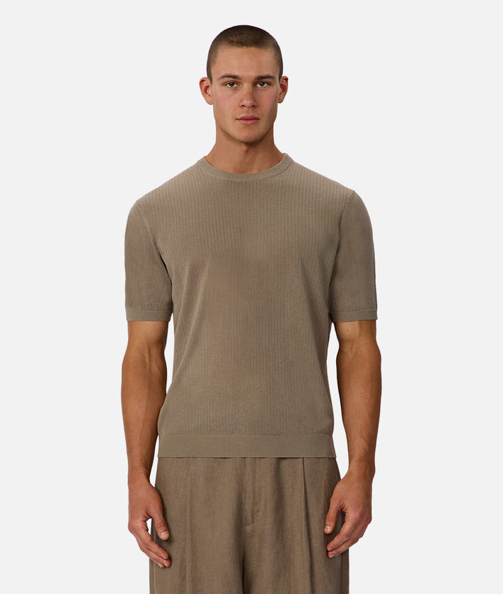 The Knitted Lusso Tee - Taupe 26