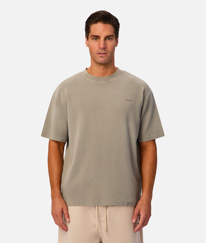 The Hayward Waffle Tee - Concrete 