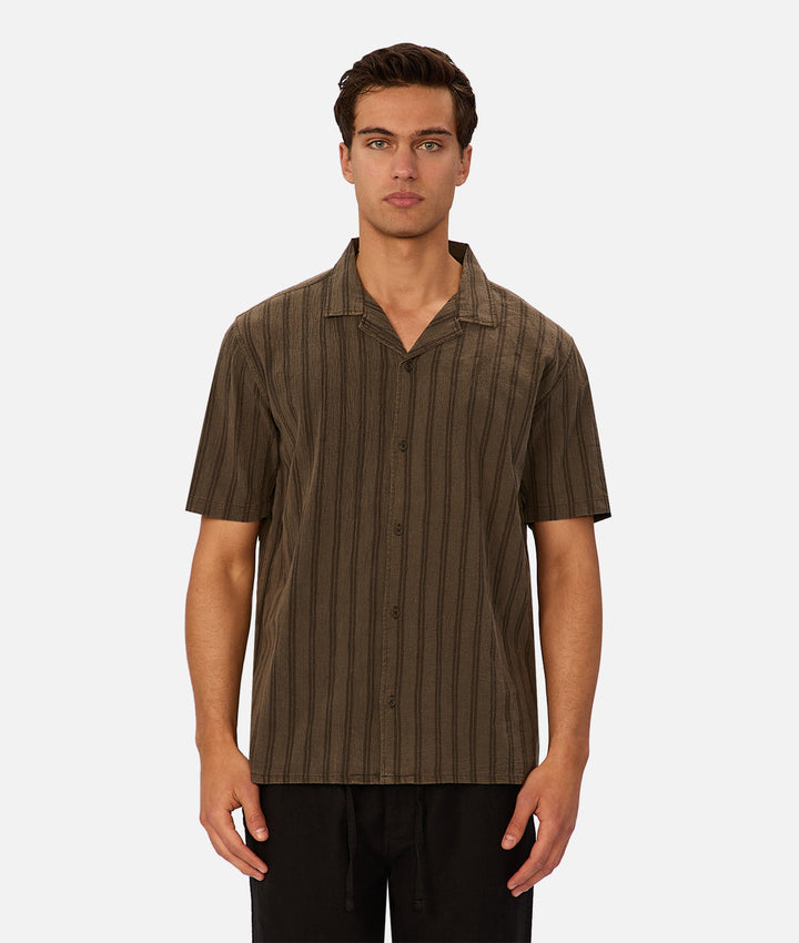 The Washed Striped Magna Short Sleeve Shirt - New Jungle